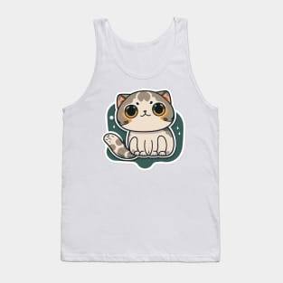 Adorable Scottish Fold Cat Sticker - Cute Kitten Tank Top